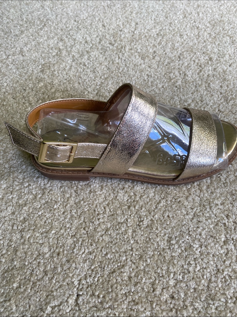 Franco Sarto Metallic  Gold Two-Strap Slingback Sandals